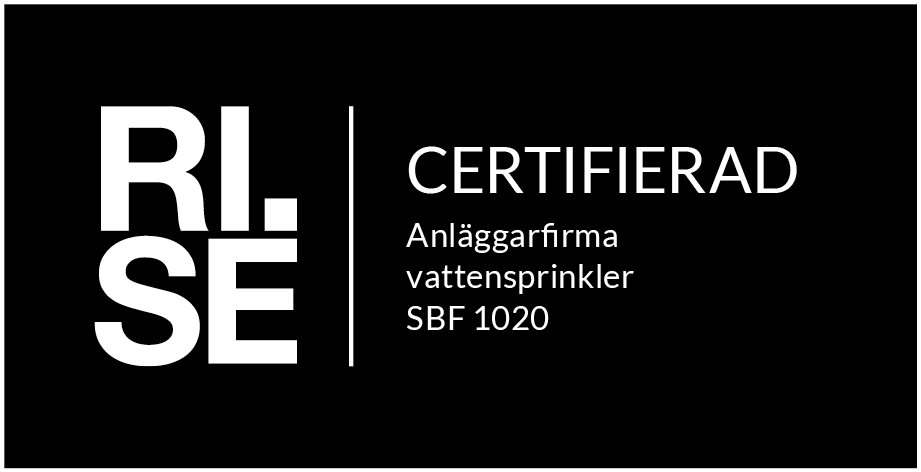 RISE certifierad anläggarfirma vattensprinkler SBF 1020